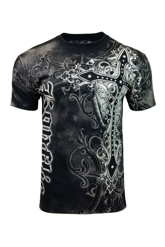 Konflic Giant Cross with Shield and Wings Graphic Men's t-shirt