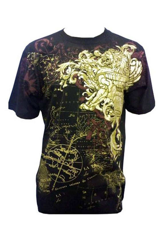 Konflic Golden Lion World Atlas Fashion Muscle T-shirt Black 3XL