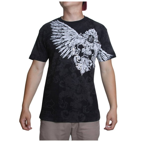 Konflic Mens Winged Feathered Crest MMA T-Shirt - Black - Small