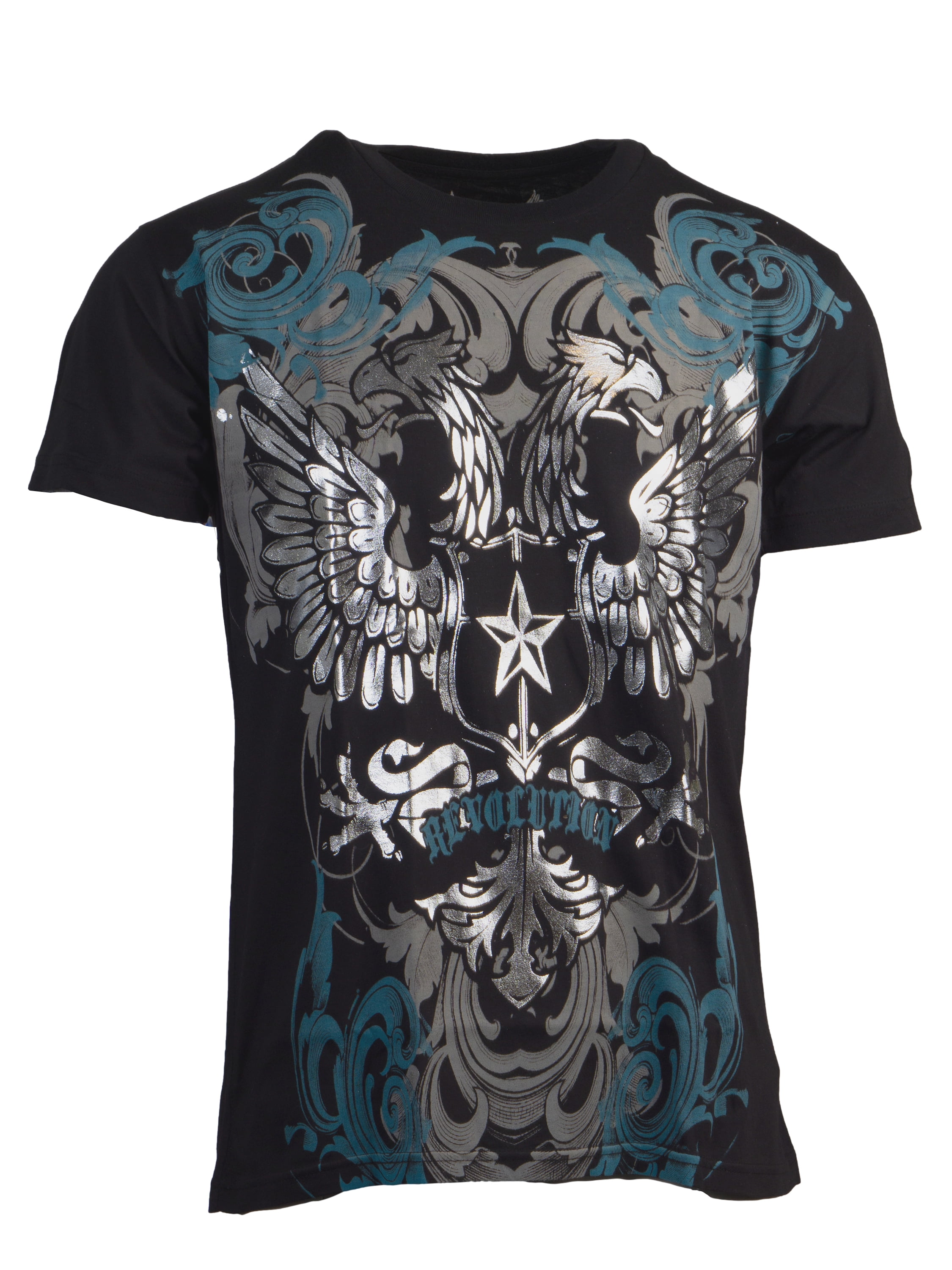 ☆FREEDOM☆ Overfit Back Printed T-Shirt Black Red PH24SMTS0 Konflict Men's Graphic Designer MMA T Shirt, 100% Cotton
