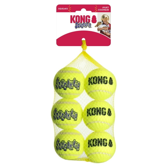 KONG® SqueakAir Tennis Balls Fetch Dog Toy with Squeaker, Medium, 6 Count