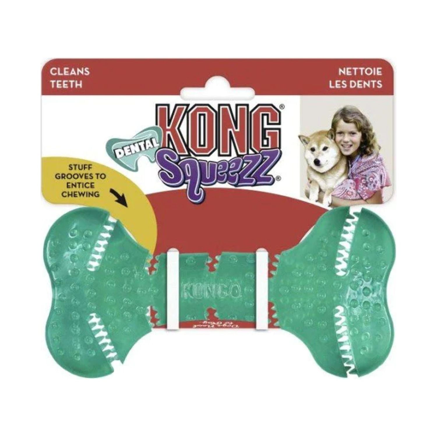 Kong Squeezz Dental Bone Dog Toy Medium 1 Count
