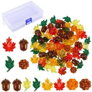 Konghyp 100Pcs Thanksgiving Decorations Plastic Pumpkin Maple Leaf Vase Fillers, Sensory Play Items, Fall Home Decor, Miniature Autumn Crafts, Festive Centerpieces
