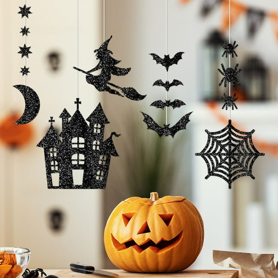 Konghyp 10Pc Halloween Castle Hanging Decorations, Witch Road Hanging Strips, Party Supplies for Halloween, Haunted House and Bat Decor for Indoor and Outdoor Events
