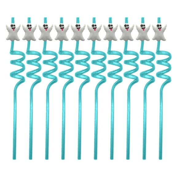 Konghyp 10Pcs Halloween Party Straws, Reusable Straws, Eco-Friendly, Fun Drink Accessories, Perfect for Birthday Celebrations, Child Safe Drinking Solutions
