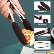 Konghyp 12-Inch Kitchen Tongs With Non-Stick Silicone Tips, Heat-Resistant To 480 F, Dishwasher Safe, Stainless Steel