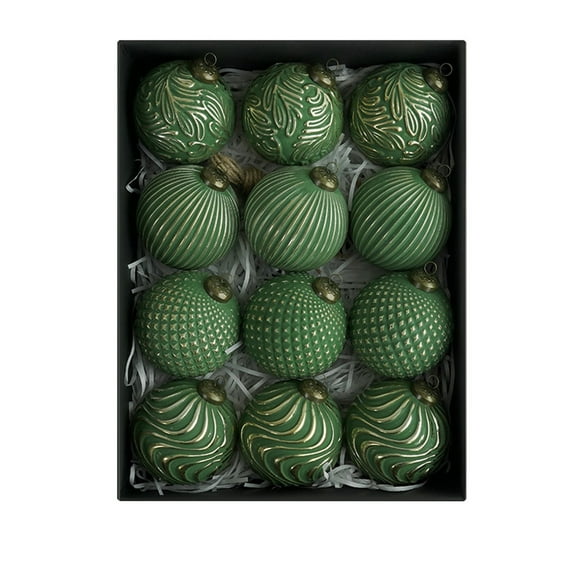 Konghyp 12Pcs Antique Christmas Balls Decorative Ornament, Elegant Holiday Tree Decor, Festive Home Accents, Multi-Color Ornaments for Christmas and Other Celebrations, PVC Material