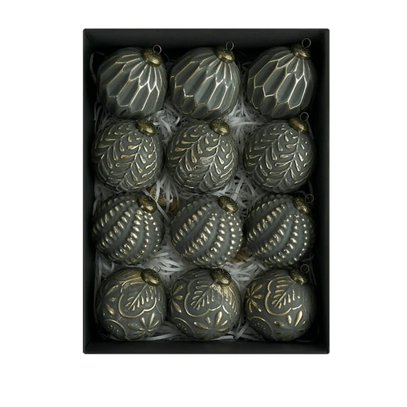 Konghyp 12Pcs Antique Christmas Balls Decorative Ornament, Elegant Holiday Tree Decor, Festive Home Accents, Multi-Color Ornaments for Christmas and Other Celebrations, PVC Material