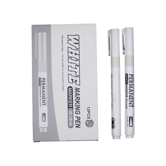 Konghyp 12Pcs Boxed White Markers Waterproof Pens Fast-drying Paint Markers for Dark Surfaces, Art & DIY Projects, Large Tire Art, Durable Ink, Multi-surface Use, Consistent Ink Release