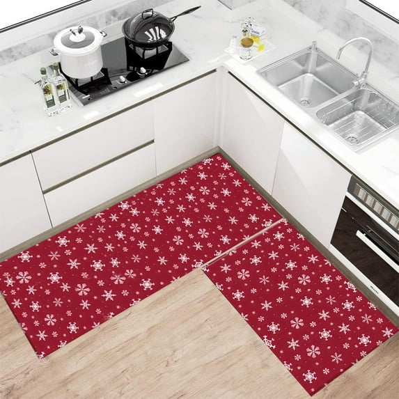 Konghyp 2 Piece Christmas Kitchen Floor Mats Set, Stain Resistant, Non-Slip Design, Versatile Use for Home Entrance and Bathroom, Easy to Clean Holiday Decor