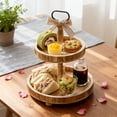 thumbnail image 1 of Konghyp 2-Tier Wooden Serving Tray with Handle, Dessert Stand, Kitchen Countertop Display, Multi-Functional Organizer, Ideal for Parties, Snacks, Fruits, Versatile Home Décor, 1 of 6