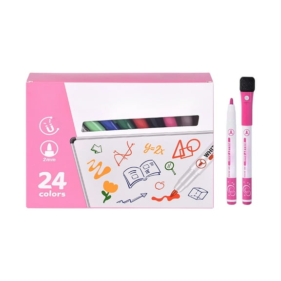 Konghyp 24Pcs Erasable Whiteboard Marker, Magnetic Paintbrush, Durable Fiber Tip, Multi-Surface Versatility, Perfect for Classroom or Office Use, Easy Erasing, Comfortable Grip