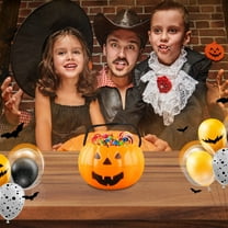 Konghyp 2Pcs Halloween Decoration Foldable Pumpkin Bucket, Medium Candy Bag, Versatile Storage Solution, Perfect for Trick-or-Treating, Indoor/Outdoor Festivities
