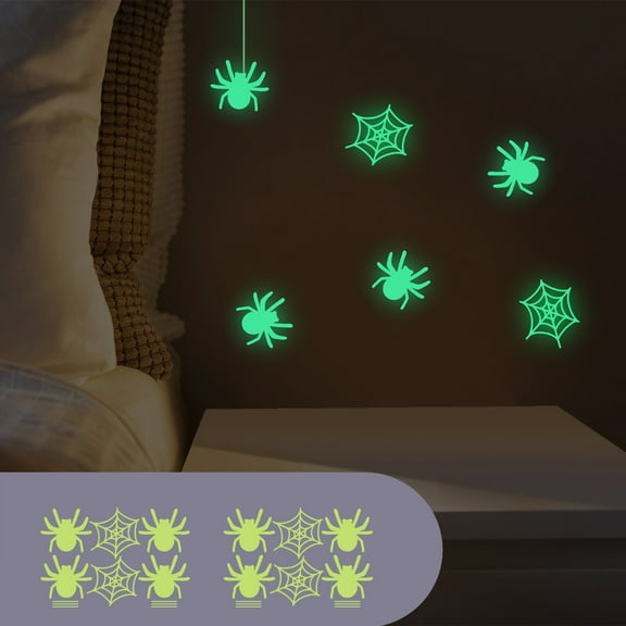 Konghyp 2Pcs Halloween Wall Decals, Glow in the Dark Stickers, Fluorescent Wall Decorations, Spooky Halloween Party Decor, Rechargeable Luminous Wall Art, Halloween Home Decoration