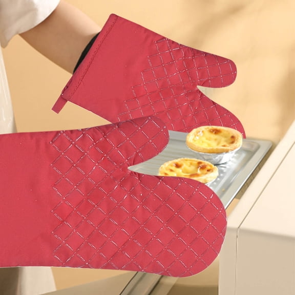 Konghyp 4 Oven Mitts and Pot Supports – Heat Resistant Oven Mitts with a 500-Degree Capacity, Long Non-Slip Gloves Made from Recycled Cotton, Ideal for Safe Baking and Cooking in the Kitchen