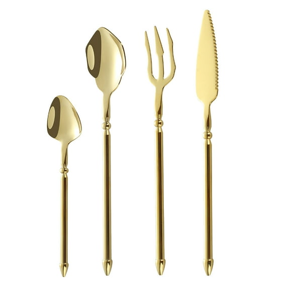 Konghyp 4-Piece Set Stainless Steel Tableware Cutlery Ergonomic Design Durable Kitchen Utensils Ideal for Dining, Dishwasher Safe, Versatile Fork Spoon Knife Set