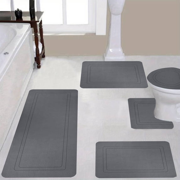 Konghyp 5PCS Large Bath Rug Mat Set, Soft Comfortable Water Absorption, Non-Slip Thick Washable, Easy To Dry, Multi-Purpose Bathroom Rugs, Modern Design for Home Use