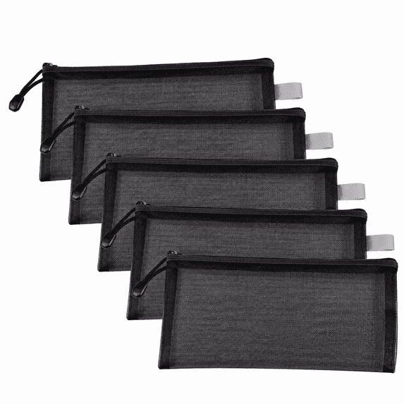 Konghyp 5Pcs Pencil Case, Portable Mesh Storage Pouch, Stain Resistant, Versatile Organizer for Office and Home, Lightweight Transparent Design, Ideal for Stationery and Supplies