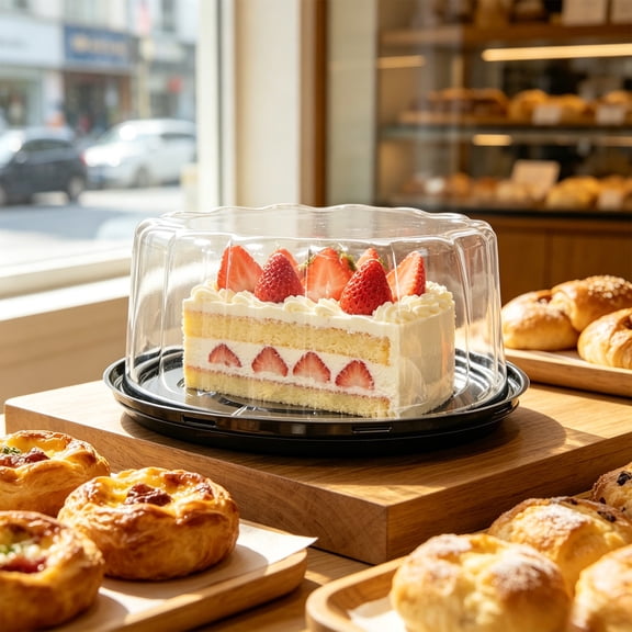 Konghyp 6 Pack Clear Plastic Cake Box with Lid, Pastry Container for Birthday, Bakery, Muffin, Cupcake Packaging, Food Safe, Sturdy Design, Ideal for Transporting Desserts