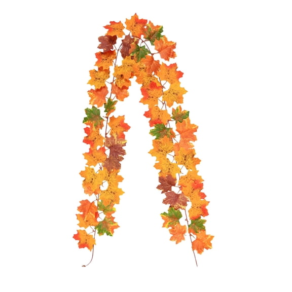 Konghyp 79in Artificial Maple Leaf Rattan Decoration, Fall Home Decor, Seasonal Door and Window Decoration, Indoor and Outdoor Autumn Accents, Waterproof Flower Arrangement