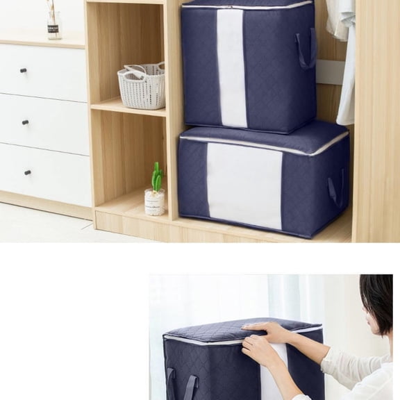 Konghyp 90L Large Storage Bags – Foldable Clothes Storage Bins, Closet Organizer with Handles, Thick Fabric Storage Container for Blankets and Comforters