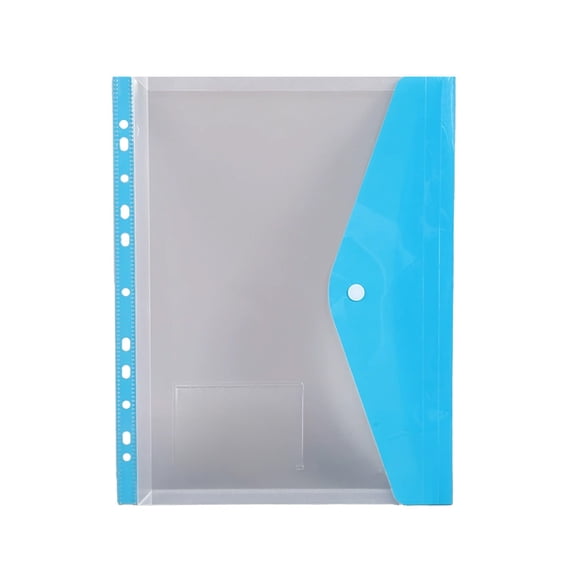 Konghyp A4 Transparent Loose Leaf File Pouch, 11-Hole Binder Folder with Snap Button, Plastic Document Storage Bag for Office Supplies, Waterproof File Organizer Pouch for Documents Receipts Bills