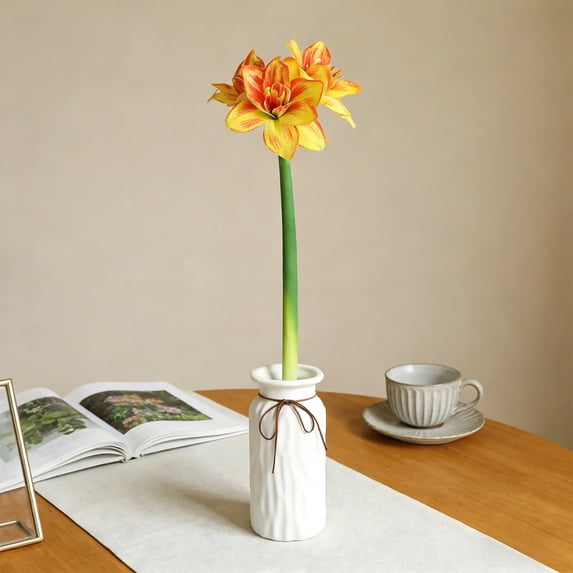 Konghyp Artificial Clivia Amaryllis Flower, Faux Realistic Blooms, Home Decor Centerpiece, Wedding Vase Arrangement, Maintenance-Free Decorative Accent, Lifeslike Floral Beauty