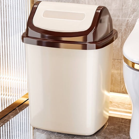 Konghyp Bathroom Trash Can With Lid, Small Garbage Can, Press Flip Lid Trash Bin, Odor Lock Design, Versatile Wastebasket for Home, Office, Living Room, Kitchen, Bathroom