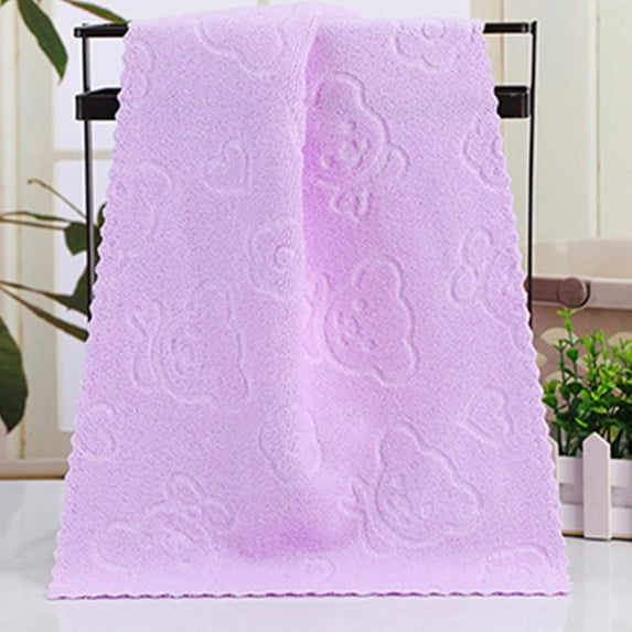 Konghyp Bear Embossed Face Towel – Soft Absorbent Five-Color Plain Cleansing Bath Towel, Quick Drying Soft Towels for Face, Shower, and Skin Care