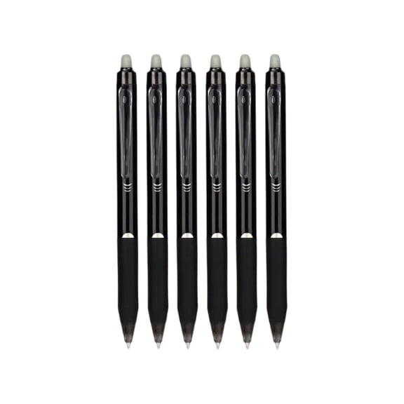 Konghyp Black Heat Erasable Gel Pen, Friction Erasable Rollerball, 0.5mm Crystal Blue Ink, Built-In Eraser Writing Tool, 5ml Retractable Journal Pen, Office Drafting Note-Taking Supplies