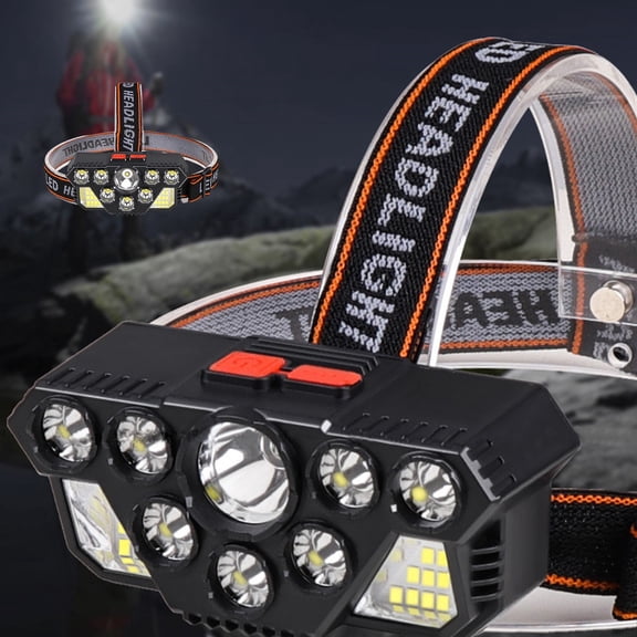 Konghyp Bright USB Charging LED Headlights – 7 Lights with 8 High Brightness Options for Long Range, Strong Light Perfect for Outdoor Activities, Camping, and Emergency Use