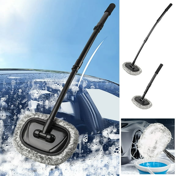 Konghyp Car Wash Mop – Extendable Curved Rod Brush for Safe Car Cleaning, No Damage to Paint, Perfect for Wiping and Maintaining Your Vehicle’s Shine
