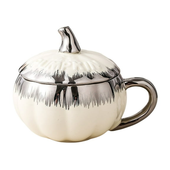 Konghyp Ceramic Pumpkin Cup, Electroplated Mug, Cute High-value Breakfast Cup, Versatile Coffee and Tea Mug, Unique Gift for Halloween, Sturdy and Easy to Clean