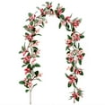 thumbnail image 1 of Konghyp Christmas Artificial Decorative Rattan, Faux Holiday Hanging Garland, Red Berry & Green Leaf Garland, Indoor Outdoor Fireplace Mantel Decor, Stair Wall Door Frame Garland, 1 of 6