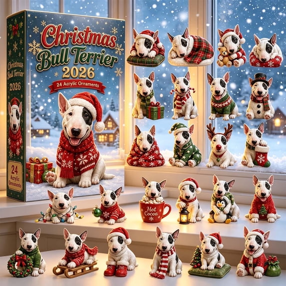 Konghyp Christmas Bull Terrier Advent Calendar 2026, 24 Days Acrylic ...
