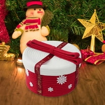 Konghyp Christmas Decoration Storage Basket With Lid, Cotton Rope Woven Gift Box, Holiday Storage Solution for Home Organization, Versatile Decor and Storage Option