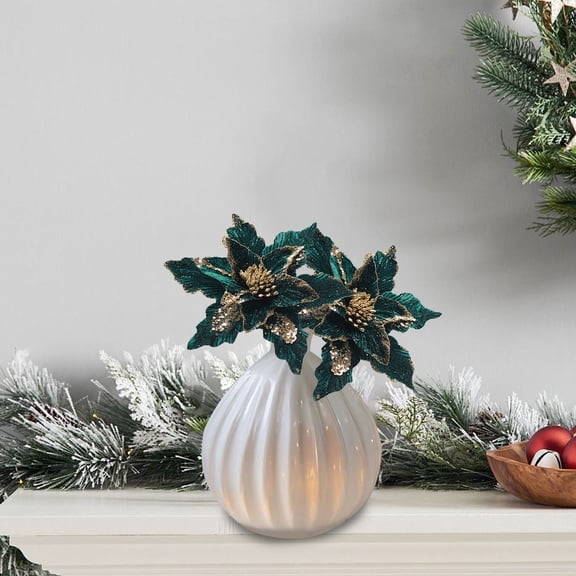 Konghyp Christmas Flower Velvet Powder Simulation Flower Tree Decoration, Unique Design Holiday Ornament, Multifunctional Use for Home Decor, Elegant Gift Choice for Christmas Season