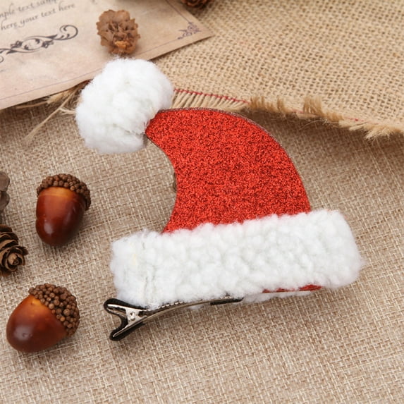 Konghyp Christmas Hair Clip, Santa Hat Sequin Clip, Festive Hair Accessories, Fuzzy Material Holiday Hairpin, Christmas Themed Hair Ornament, Snowflake and Bow Design