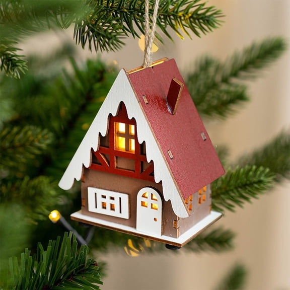 Konghyp Christmas Hut Ornament, LED Wooden Christmas House, Festive Decoration, Indoor Outdoor Use, Glowing Christmas Cabin, Warm White Lights, Winter Holiday Decor