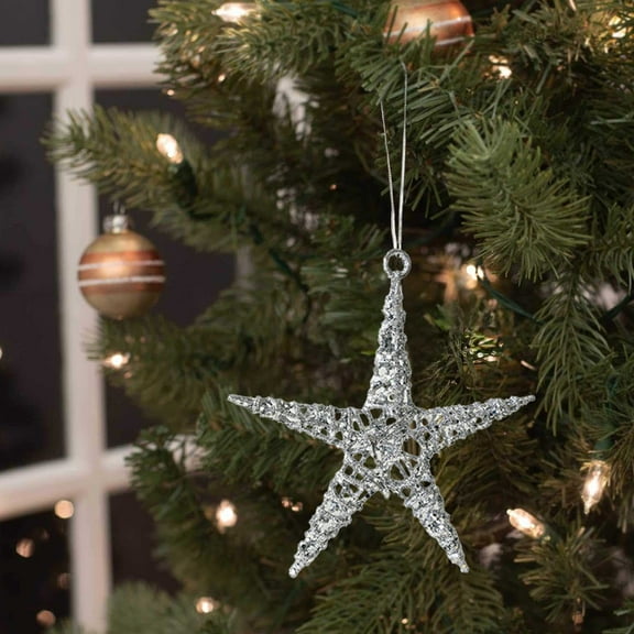 Konghyp Christmas Iron Starfish Ornament, Holiday Decorations, Window Pendant, Tree Topper, Marine Style Décor, Rust-Proof, Glitter Effect
