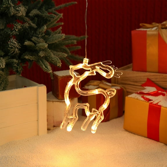 Konghyp Christmas LED Light Decoration, Suction Cup Window Display, Warm White Indoor Holiday Lights, Festive Home Decor, Easy to Install Christmas Ornaments