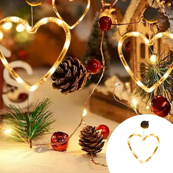Konghyp Christmas LED Light Decoration, Window Decoration Lights, Warm White, Suction Cup Hook, Indoor Outdoor Holiday Lights, Perfect for Xmas Tree, Porch, Living Room, Festival Mood