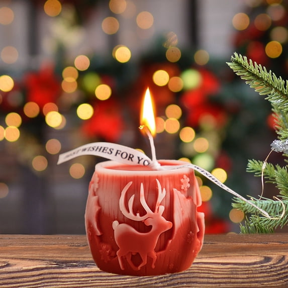 Konghyp Christmas Pillar Wax Aromatherapy Candle, Festive Reindeer Design, Gentle Aroma, Clean Burning, Long-lasting Holiday Decor, Holiday Lighting, Relaxation Gift