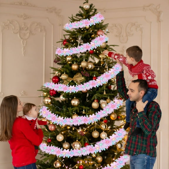 Konghyp Christmas Rattan Light Strip with LED Lights, Christmas Tree Decorations, Holiday Door and Window Garland, Staircase Handrail Decor, Flexible LED Lighted Rattan for Indoor Outdoor