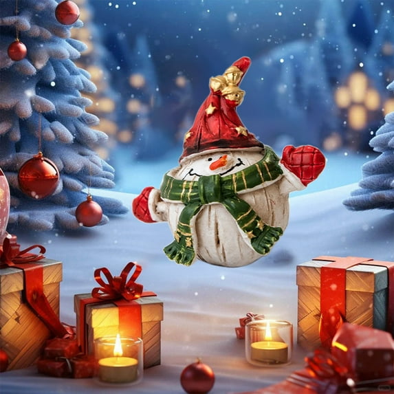 Konghyp Christmas Snowman Table Figurines, Holiday Decor for Centerpieces, Festive Home Decorations, Christmas Table Accents, Durable Resin Figurines