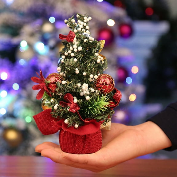Konghyp Christmas Tree Decoration Small Tree with Red Fruit, Festive Ornaments for Home Decor, Desktop Holiday Centerpiece, Classic Christmas Atmosphere, Great Gift for Family and Friends
