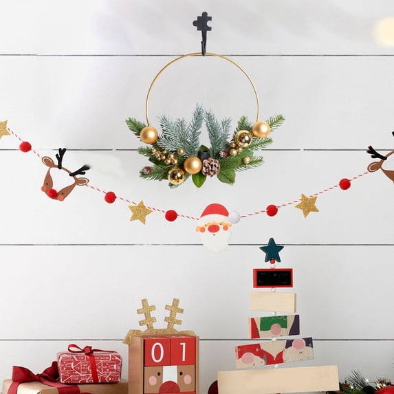 Konghyp Christmas Wreath Metal Wall Hanging, Festive Decoration Supplies, Housewarming Gifts, Reusable Holiday Decor, Elegant Design for Home, Multifunctional Indoor Accessories