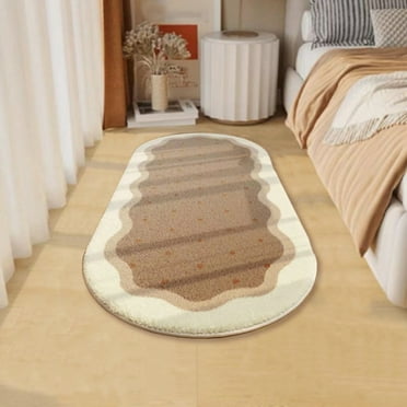 Konghyp Cozy Oval Bedroom Rug Set: Soft Shaggy Rugs for Bedrooms, Living Rooms, and Hallways, Non-Slip Modern Home Decor in 16x48in Size