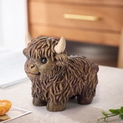 Konghyp Delicate Cow Resin Statue   Scottish Style Simulation Decoration Available in Four Colors   Great for Adding Charm to Your Home or Office Decor with Unique Postures