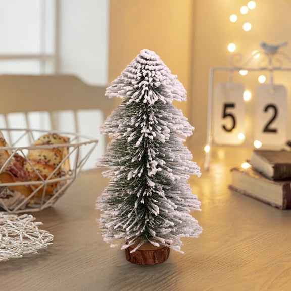 Konghyp Desktop Christmas Tree Mini Spray Cedar Needle Tower, Festive Indoor Decoration, PVC Flocked Snow, Perfect for Apartments, Small Spaces, Holiday Home Decor, Customizable Design